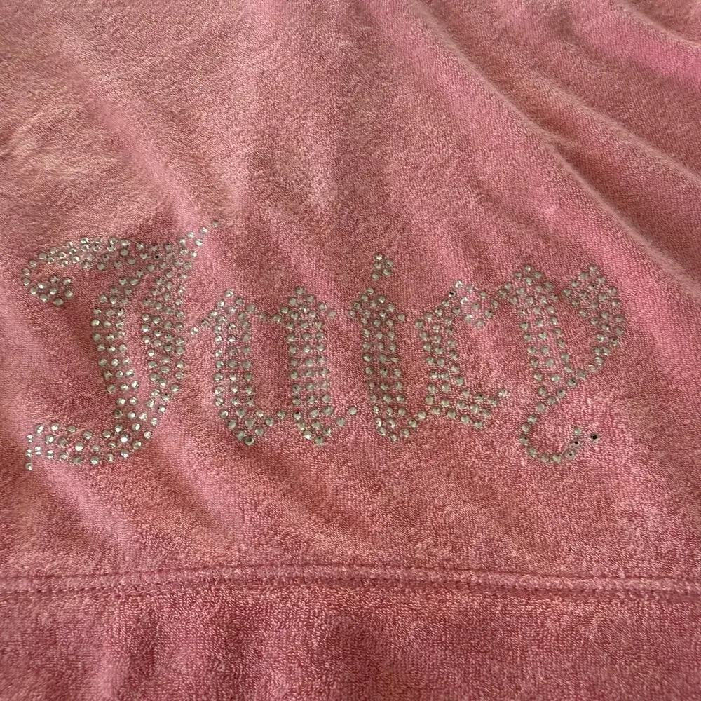 Juicy Couture Pink Bling Velour Tracksuit Set Short Sleeve Hoodie Shorts NWT